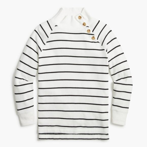 J. Crew Striped Wide Button-Collar Tunic in Cloudspun Fleece - Picture 1 of 6